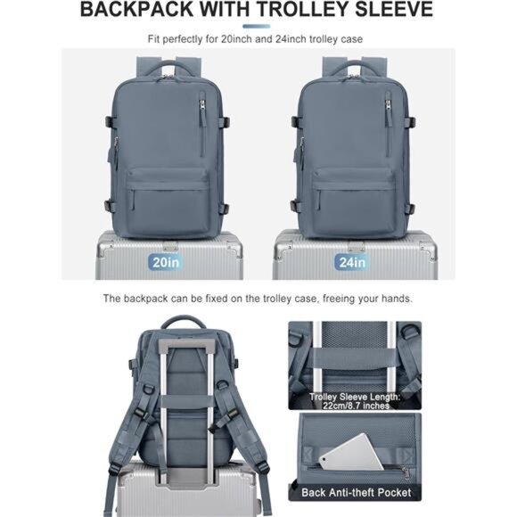 Large Travel Backpack Bag for Women Men,Carry on Backpack,17 Inch Laptop Bag - Picture 3 of 7